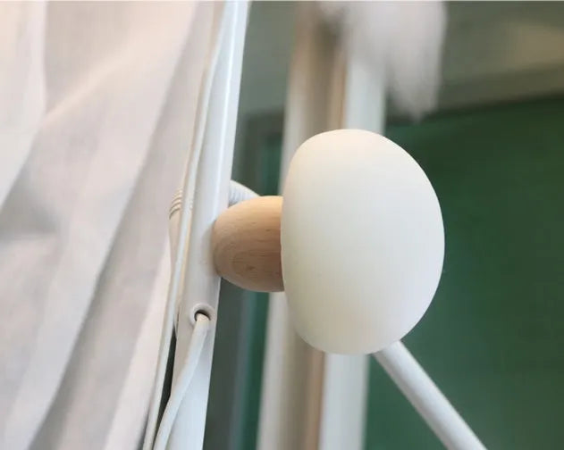 Silicone LED night lamp with wooden base, mushroom shape, brightness adjustment, and touch switch
