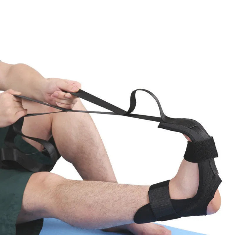 Black polyester cotton yoga stretch strap, 12cm x 10cm x 3cm, for fitness and ligament stretching