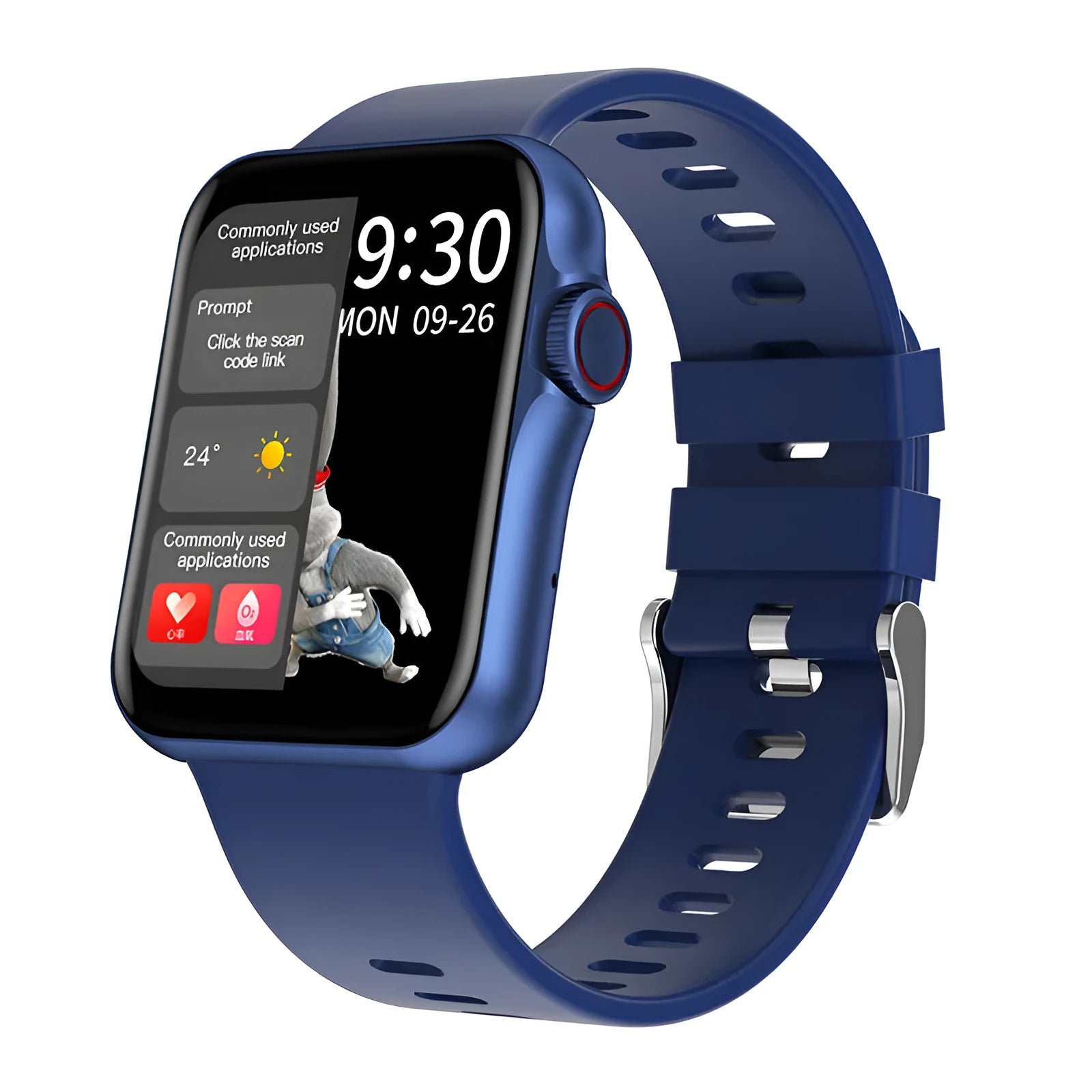 D06 smart watch with colour screen and black liquid silicone strap on a wrist