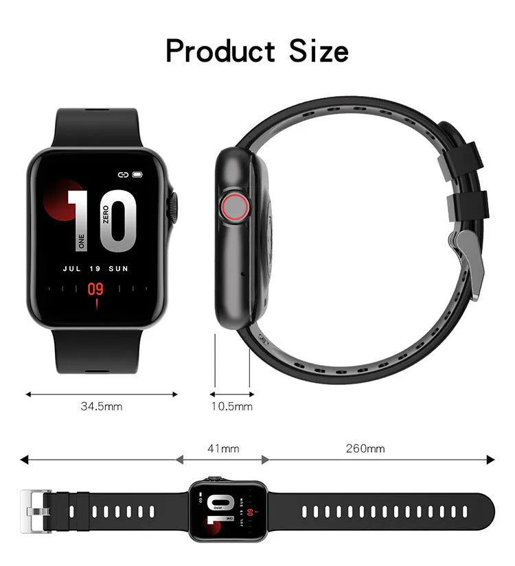 Smartwatch with colour touchscreen and black liquid silicone strap on wrist