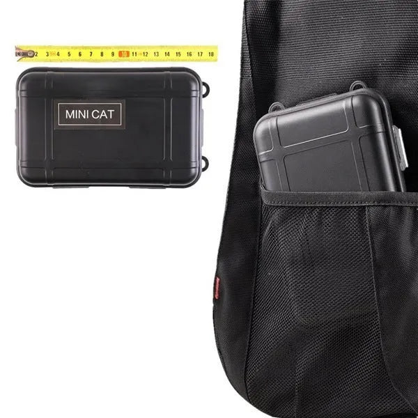 13-piece stainless steel outdoor survival tool set in black shockproof box with compass, flashlight, and wire saw
