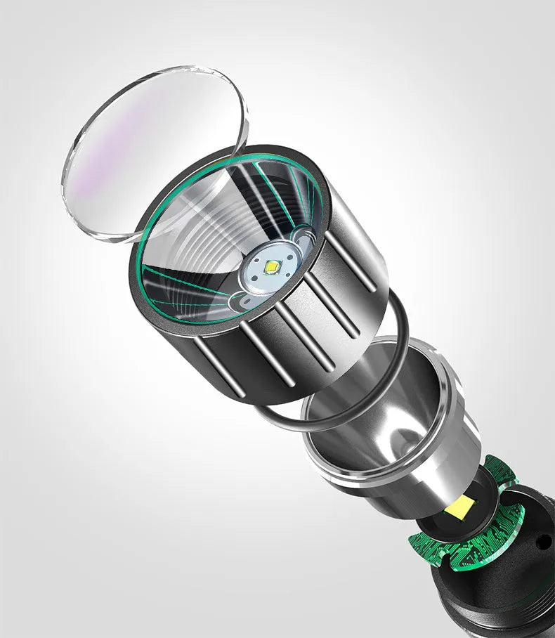 Rechargeable USB pulse lighter with compass and three-speed flashlight, outdoor travel tool
