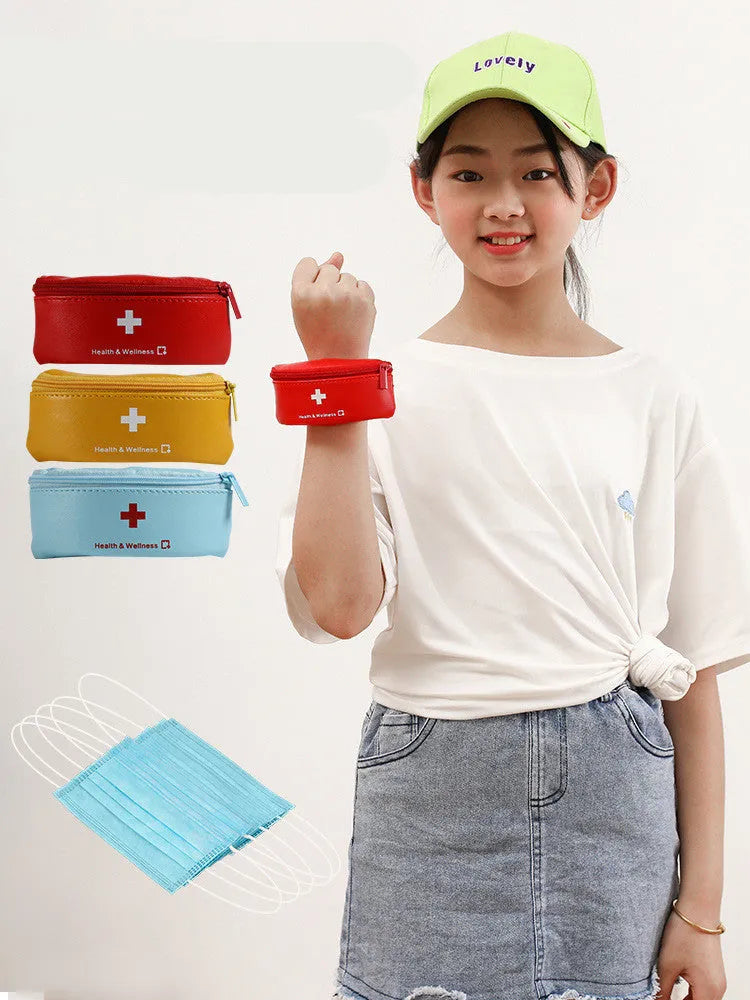 Outdoor mini portable TPU medical bag with printed letter pattern, medium oval shape, zipper closure, in multiple colours.