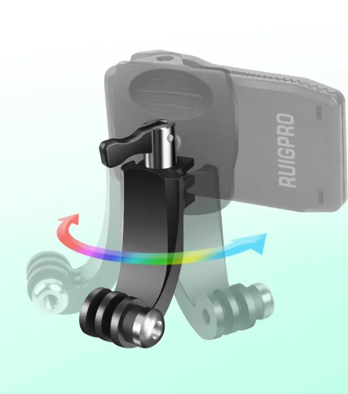 360-degree rotating aluminium alloy backpack clip mount for GoPro and action cameras