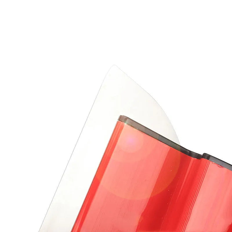 Red metal leveling scraper tool with a 40cm long blade for wall putty and wallpaper paste.