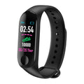 M3 Smart Bracelet with colour screen showing fitness metrics on a black TPE wristband.