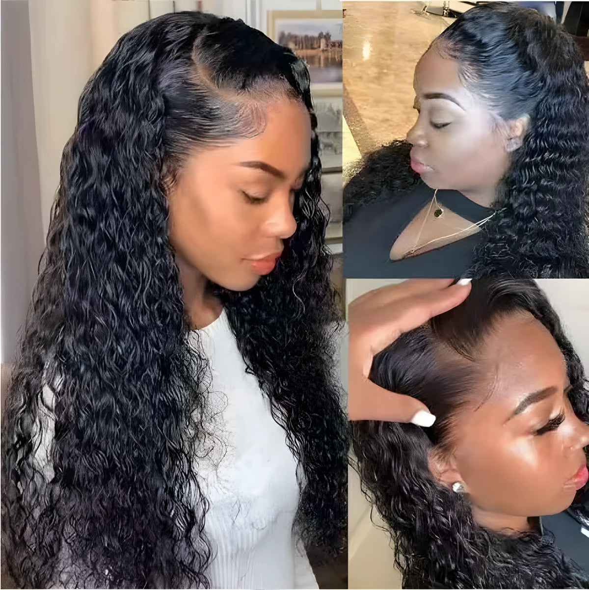 Front lace long curly chemical fibre wig, Cassia/Kani Karen hair, party hairstyle with fluffy curls