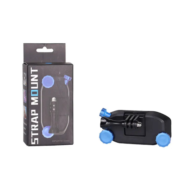 Blue plastic quick-hanging backpack clip for GoPro shoulder strap mounting
