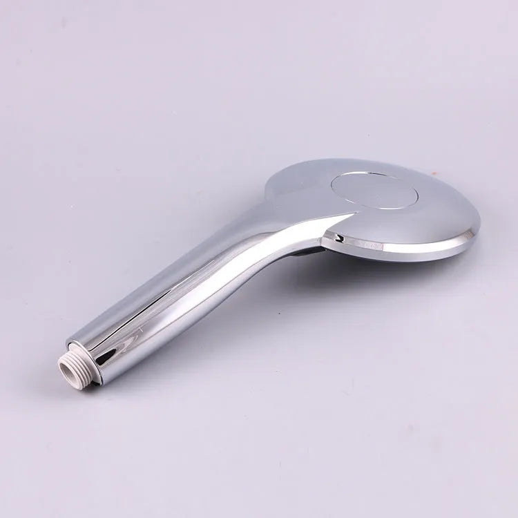 Handheld LED shower head with temperature display, three spray modes and colour-changing light, ABS electroplated finish, thread connection