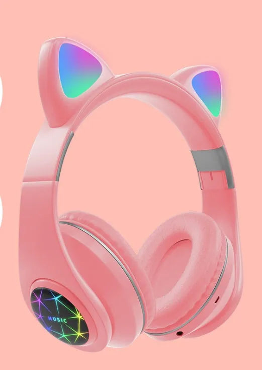 Cute cat ear Bluetooth wireless headphones in various colours with head-mounted design