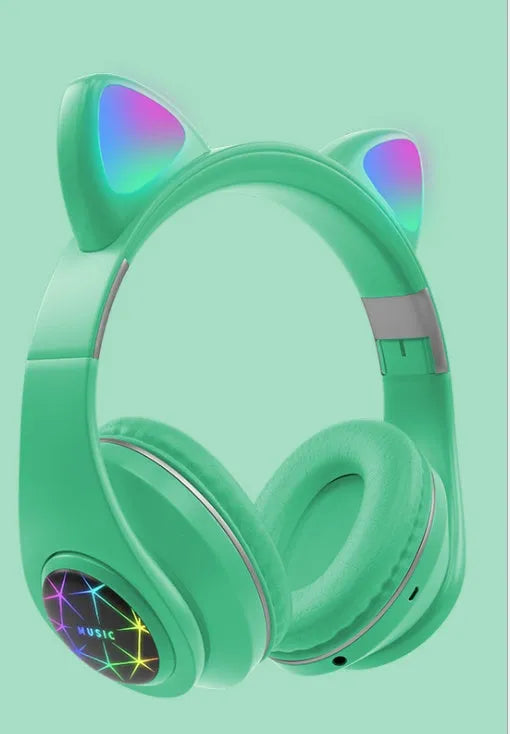 Cute cat ear Bluetooth wireless headphones in various colours with head-mounted design
