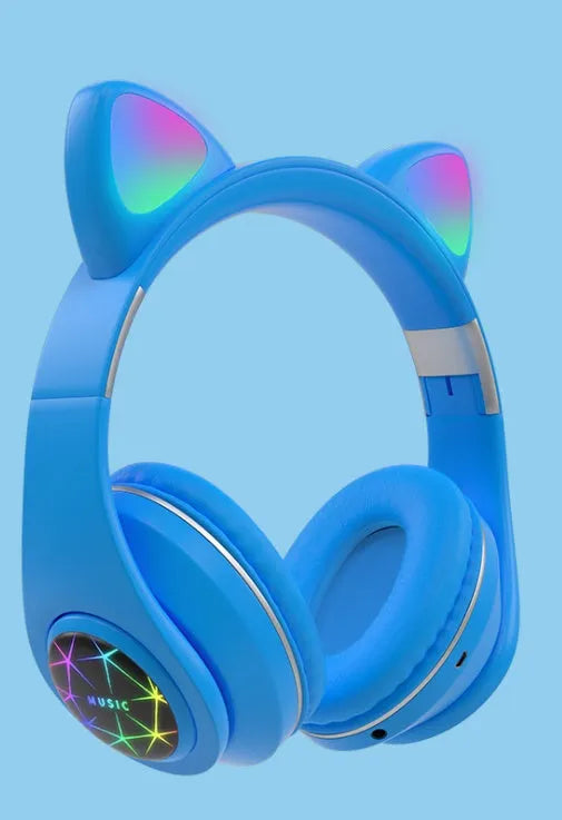 Cute cat ear Bluetooth wireless headphones in various colours with head-mounted design