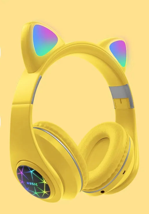 Cute cat ear Bluetooth wireless headphones in various colours with head-mounted design