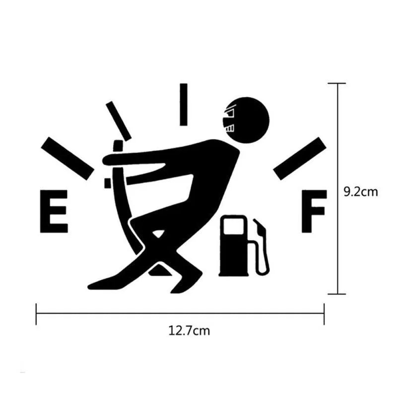 Funny car sticker with arrow pointing to fuel tank area, PET material, 12.7x9.2cm
