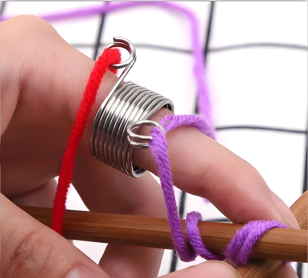 Knitting wire guide accessory in large 2cm or small 1.5cm diameter for holding yarn during knitting and crochet