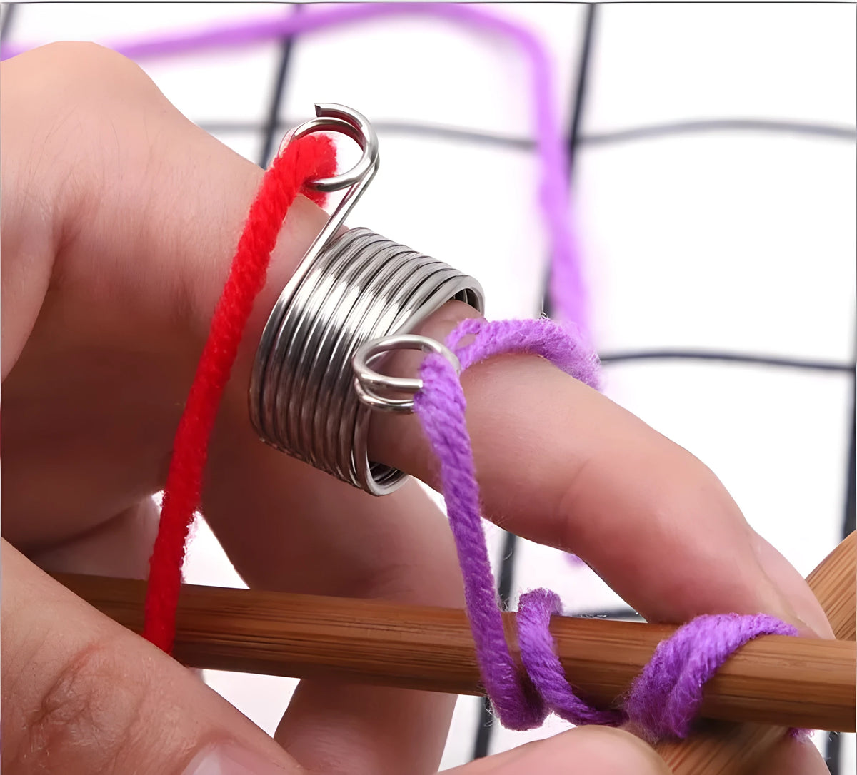 Knitting wire guide accessory in large 2cm or small 1.5cm diameter for holding yarn during knitting and crochet