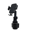 Black ABS car phone holder with 360-degree rotating head and adjustable height on a car air vent.