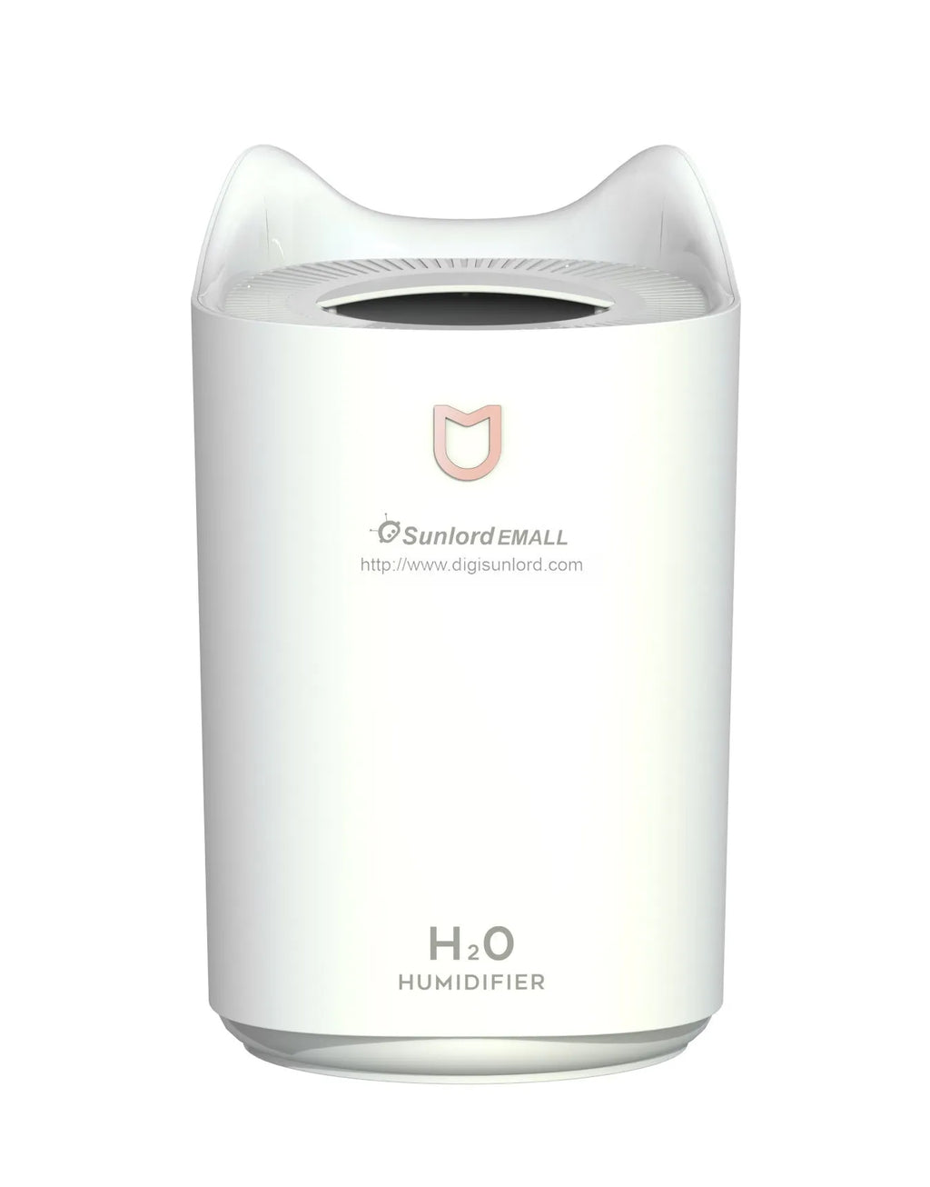 Coral Pink and Glacier White double spray USB humidifier and aroma diffuser with large water tank.