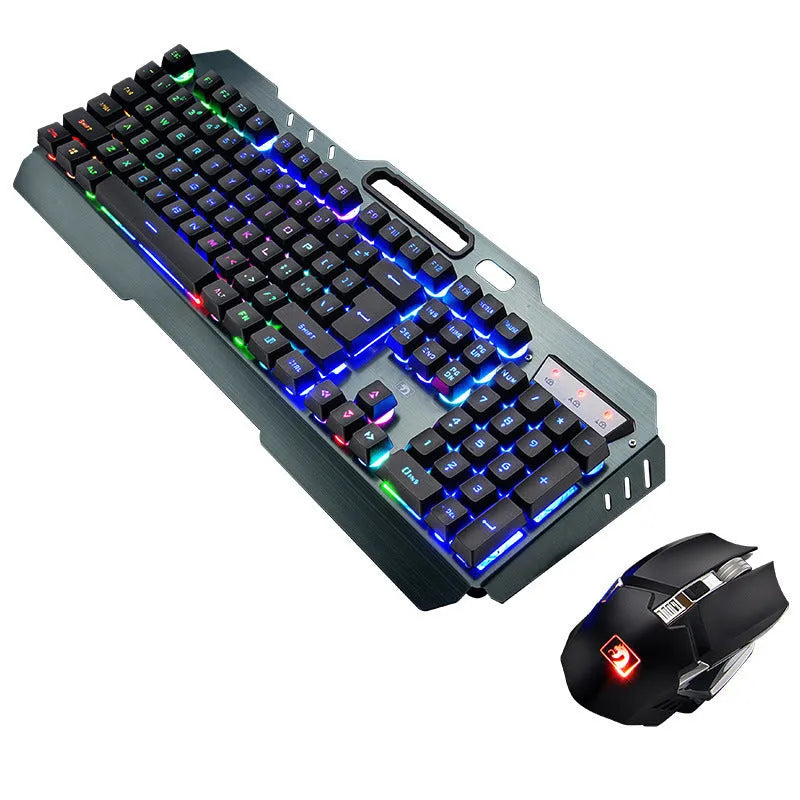Xinmeng 670 wireless charging keyboard and mouse set, black orange luminous edition, with 2400 DPI mouse and waterproof keyboard