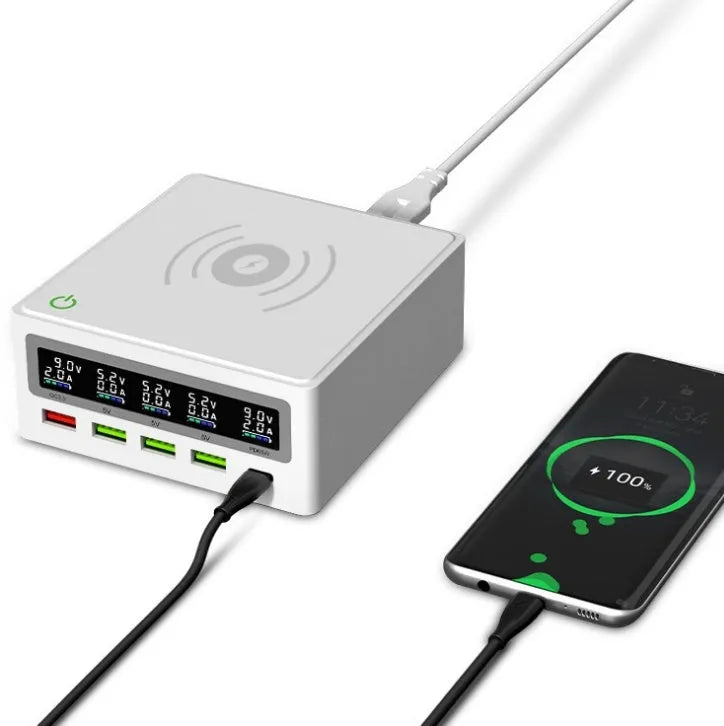 Amazon Explosive PD65W 5-port USB and wireless laptop mobile phone charger with international plugs