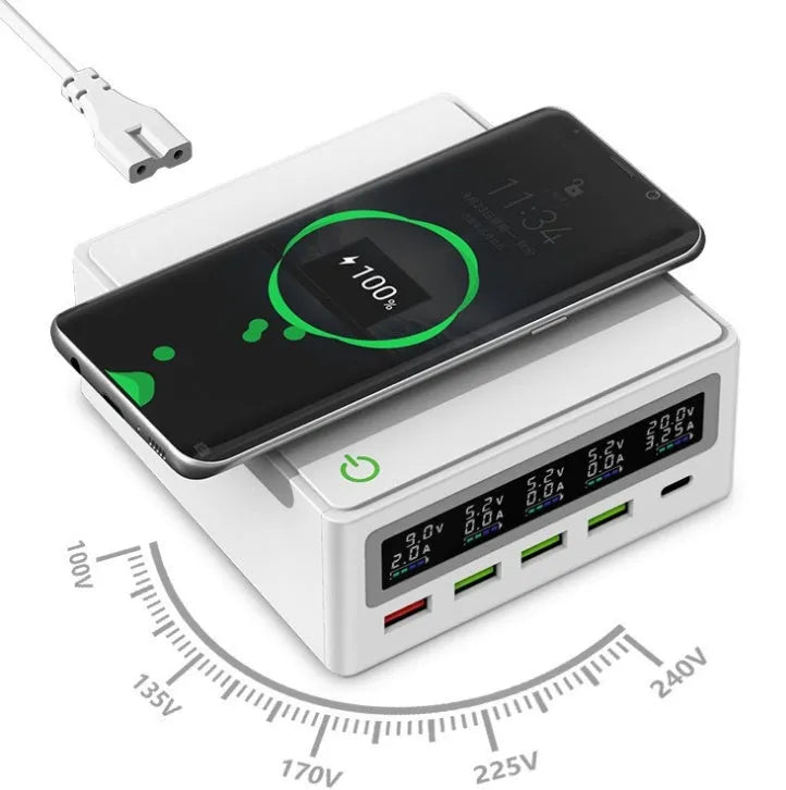 Amazon Explosive PD65W 5-port USB and wireless laptop mobile phone charger with international plugs