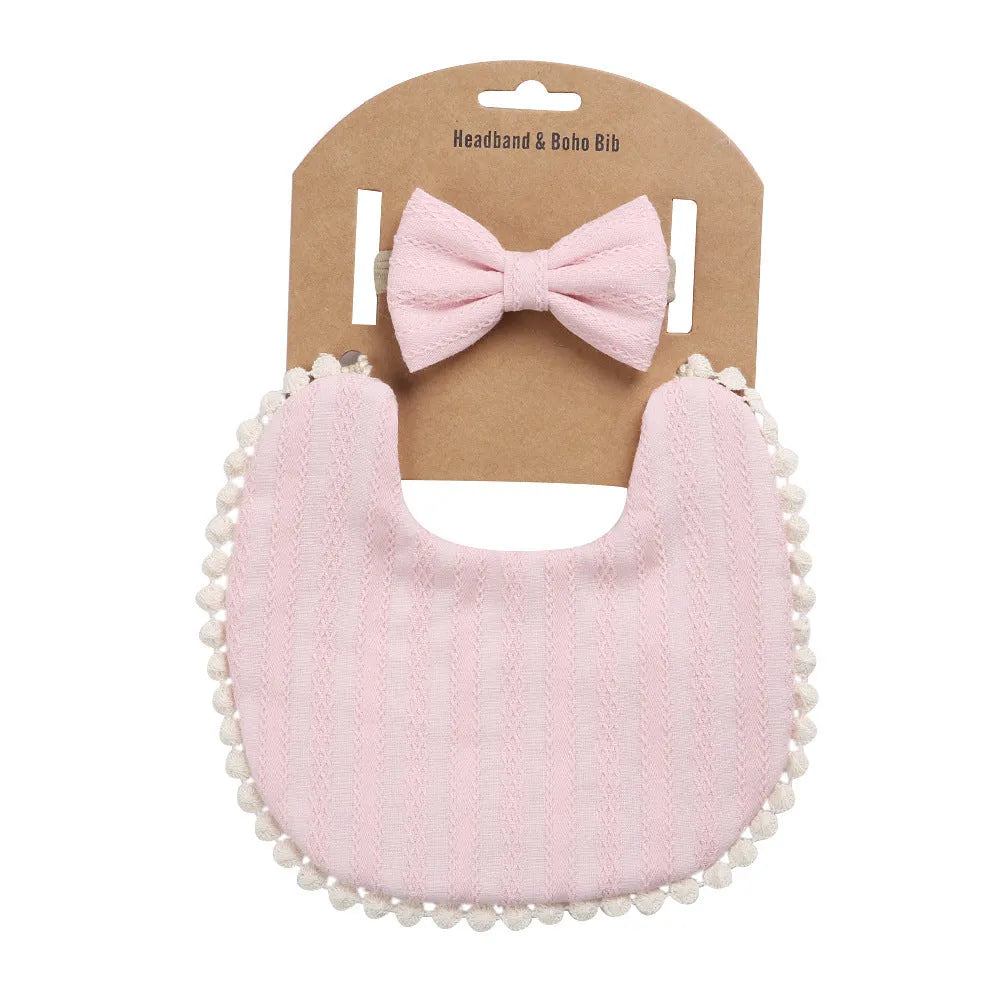 Linen cotton double-sided baby bib with solid colour and printed pattern options DP021 series