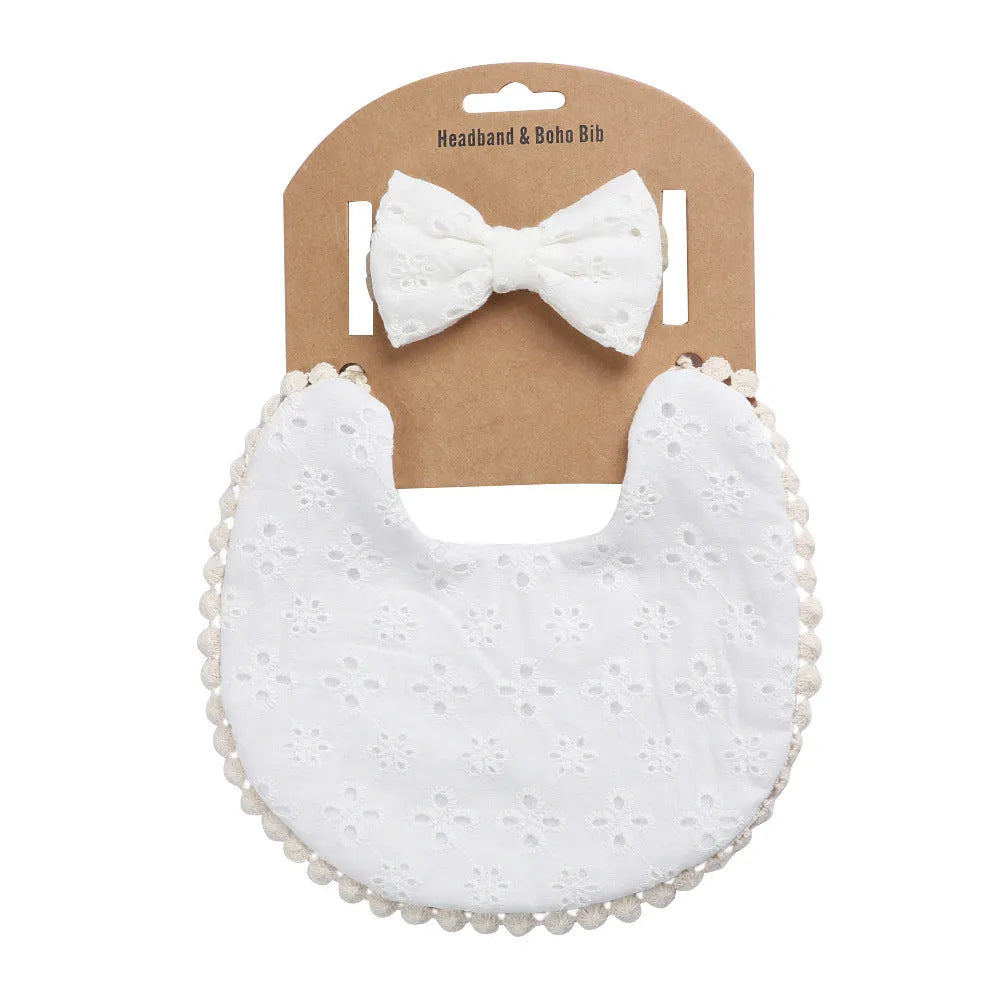 Linen cotton double-sided baby bib with solid colour and printed pattern options DP021 series