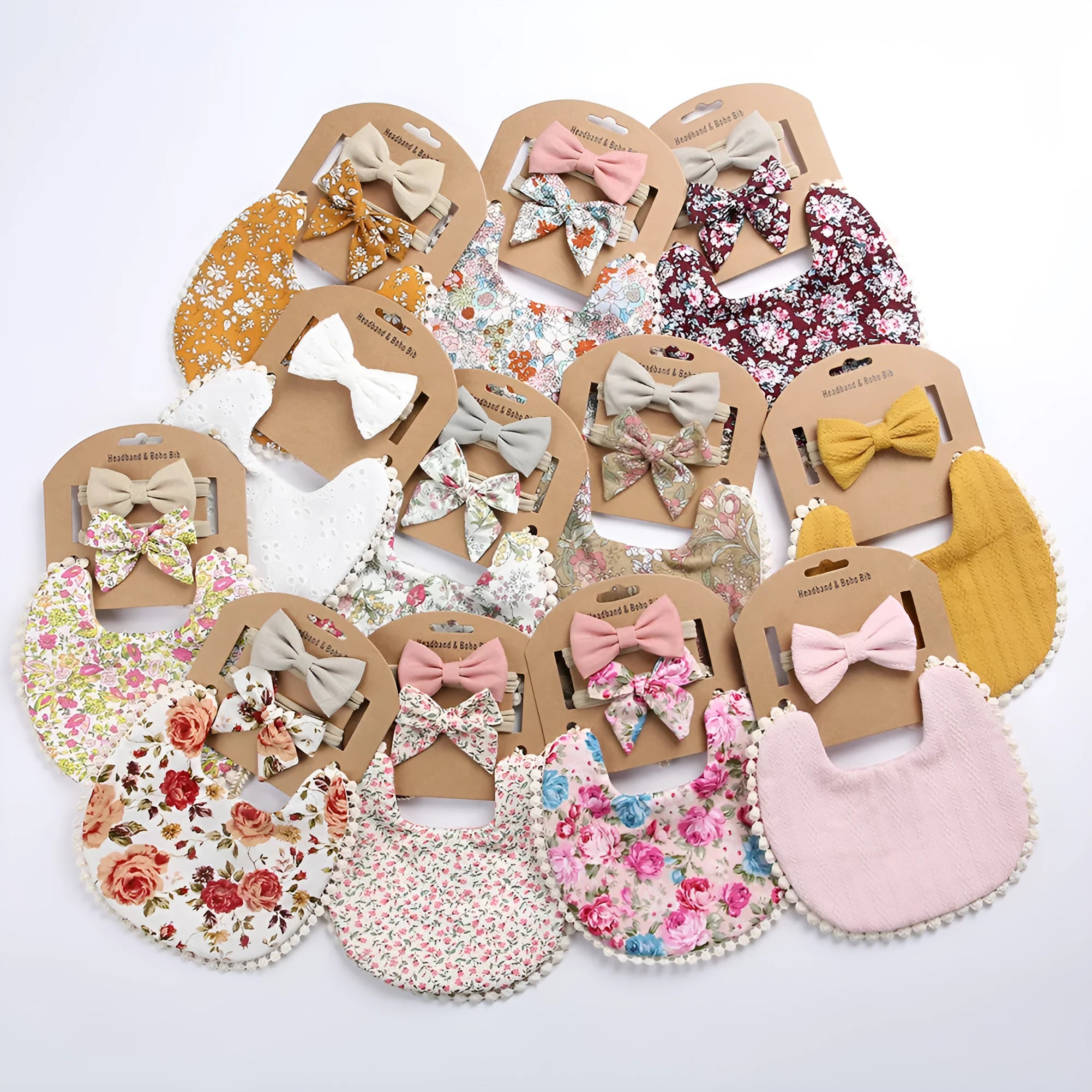 Linen cotton double-sided baby bib with solid colour and printed pattern options DP021 series