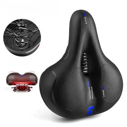 Bicycle padded cushion with thick sponge and air guide groove on a bike saddle