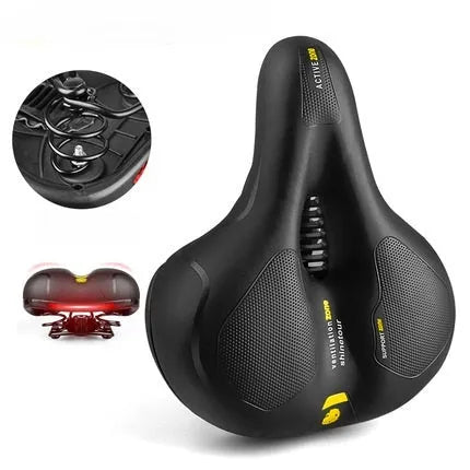 Bicycle padded cushion with thick sponge and air guide groove on a bike saddle