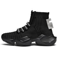 Men's black and white casual sports shoes with mesh lining and thick sole in sizes 39-47