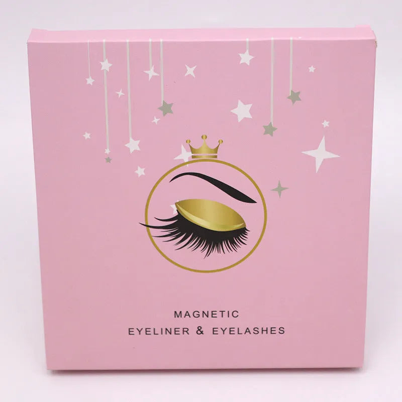 Magnetic false eyelashes and eyeliner set with five pairs of reusable mink lashes