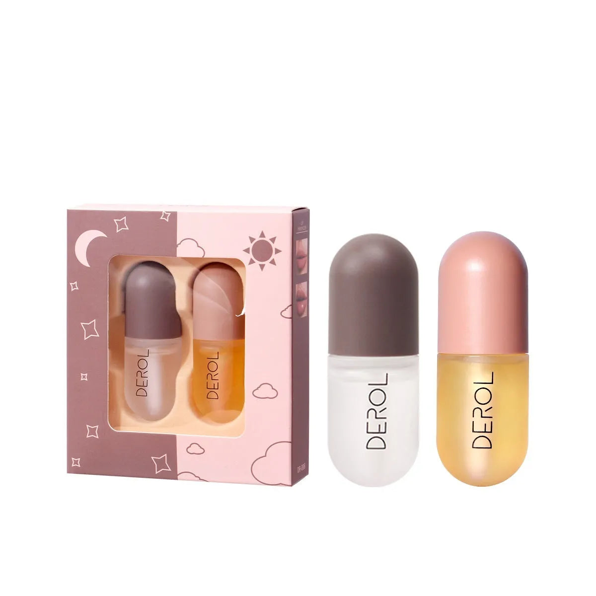 Clear lip plumper oil 5.5ml in light yellow formula with applicator wand for chapped dry lip care