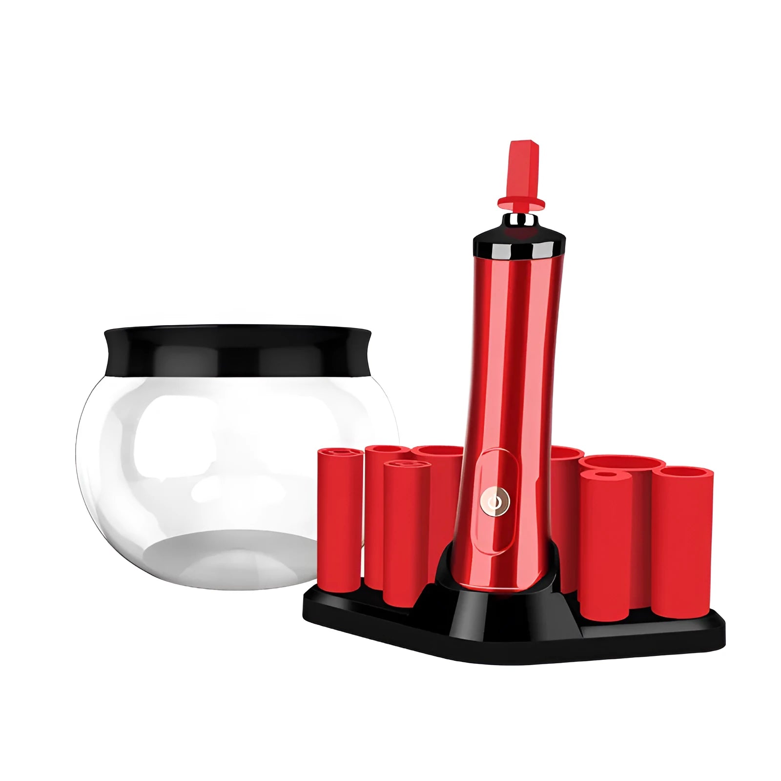 Electric scrubber makeup brush tool automatic cleaner with silicone case in white red and black