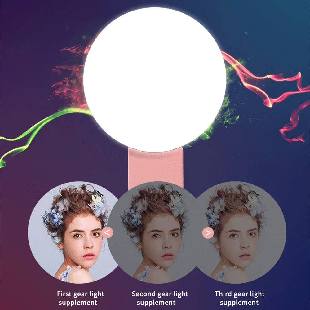 Mini clip-on LED fill light for mobile phone selfies in four colour options