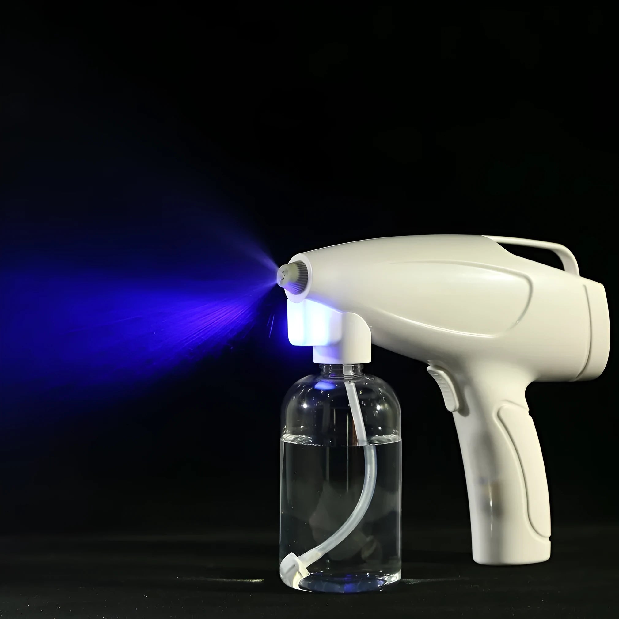 White handheld wireless electric spray disinfection gun with USB cable