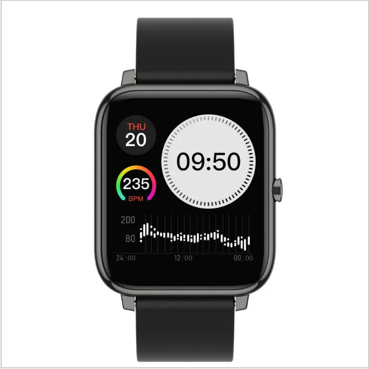 P22 multi-sport smart bracelet with 1.3-inch touch screen and silicone band on wrist