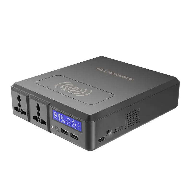Black notebook power bank 220V 41600mAh portable energy storage 170x200x50mm CE certified