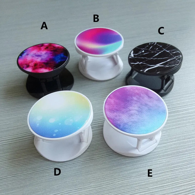 Thermal transfer creative folding mobile phone holder on desktop with universal fit and aluminium sheet style option
