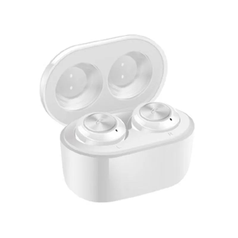 A6 TWS wireless Bluetooth earbuds in black and white colours with charging case