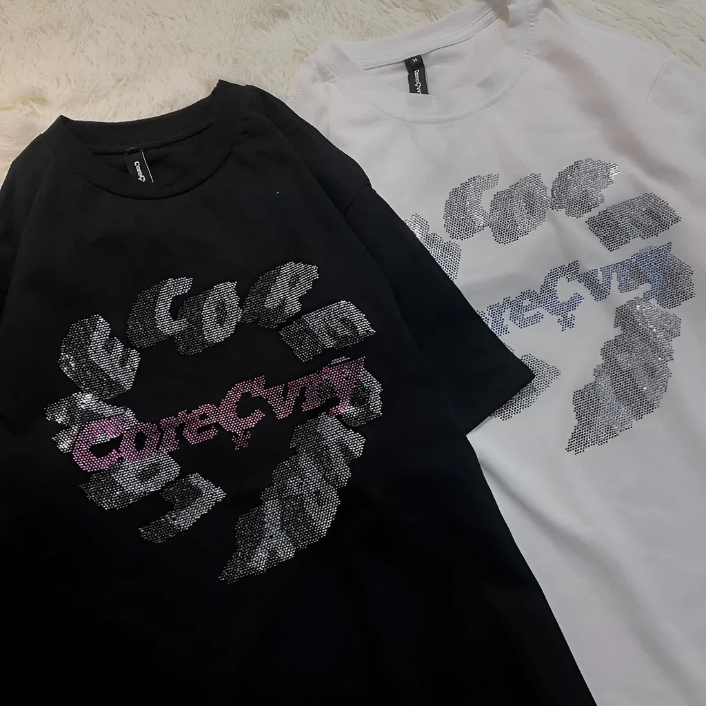 Loose fit summer T-shirt for men, round neck, short sleeve, in black or white, front view