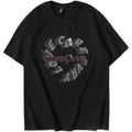 Loose fit summer T-shirt for men, round neck, short sleeve, in black or white, front view