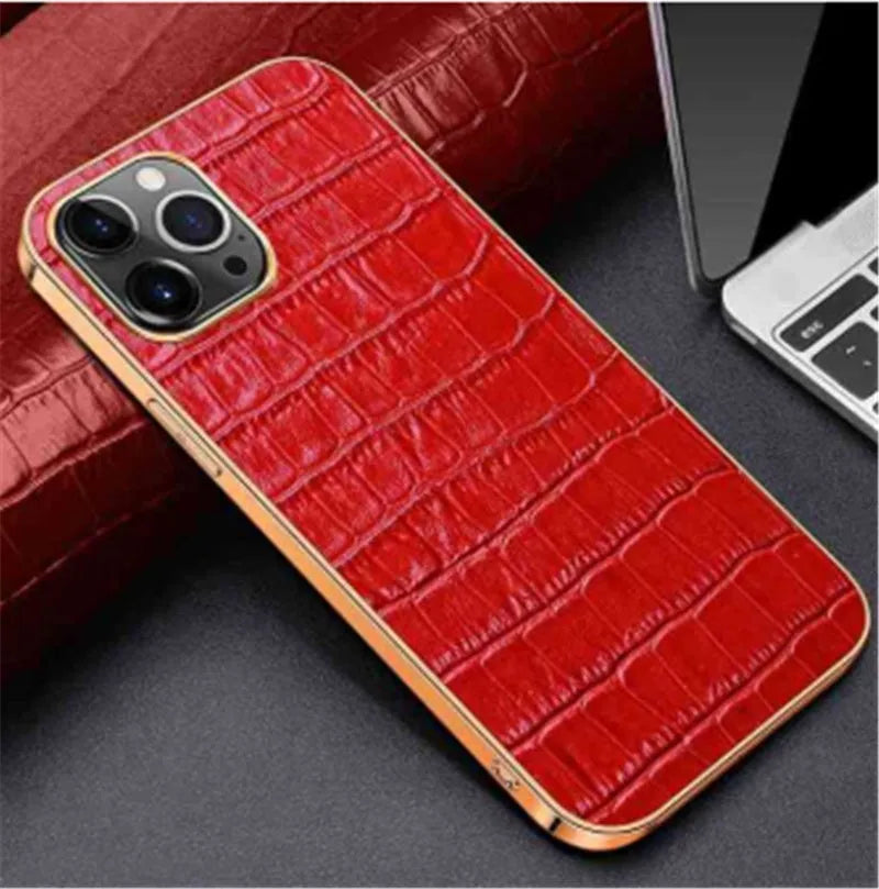 Leather phone case for Apple iPhone X to 12 Pro Max, soft electroplated back cover in black