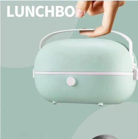 Portable 1L stainless steel electric lunch box with red colour and UK plug