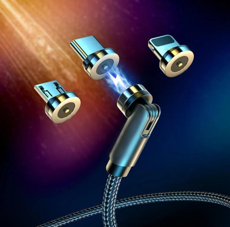 Essager 360-degree rotating magnetic charging cable with aluminium alloy connectors and nylon braid