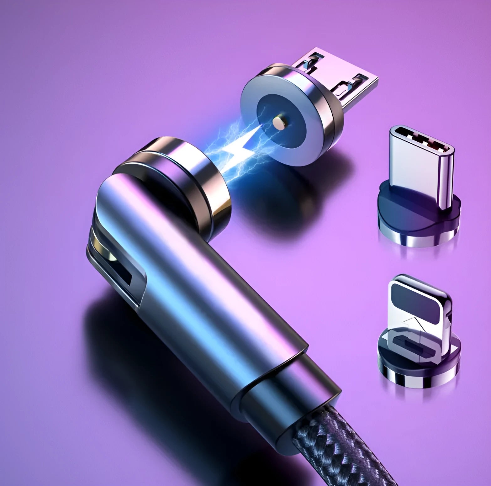 Essager 360-degree rotating magnetic charging cable with aluminium alloy connectors and nylon braid