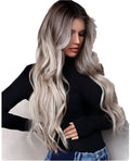 Big wavy long curly hair wig for ladies with long bangs in Grandma Ash colour, high temperature wire