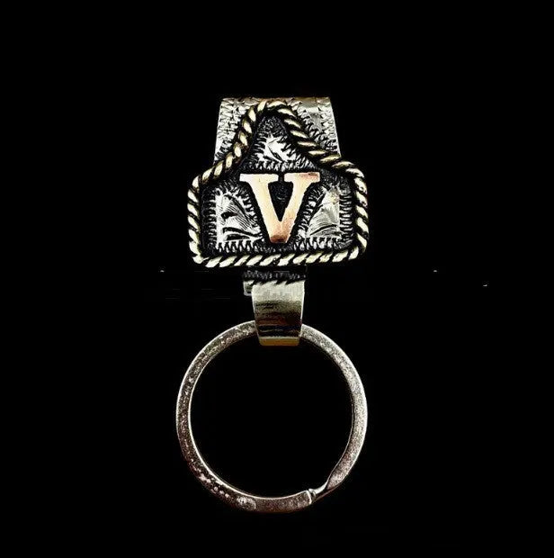 Handmade metal cow tag belt keychain in rustic design with multiple colour options