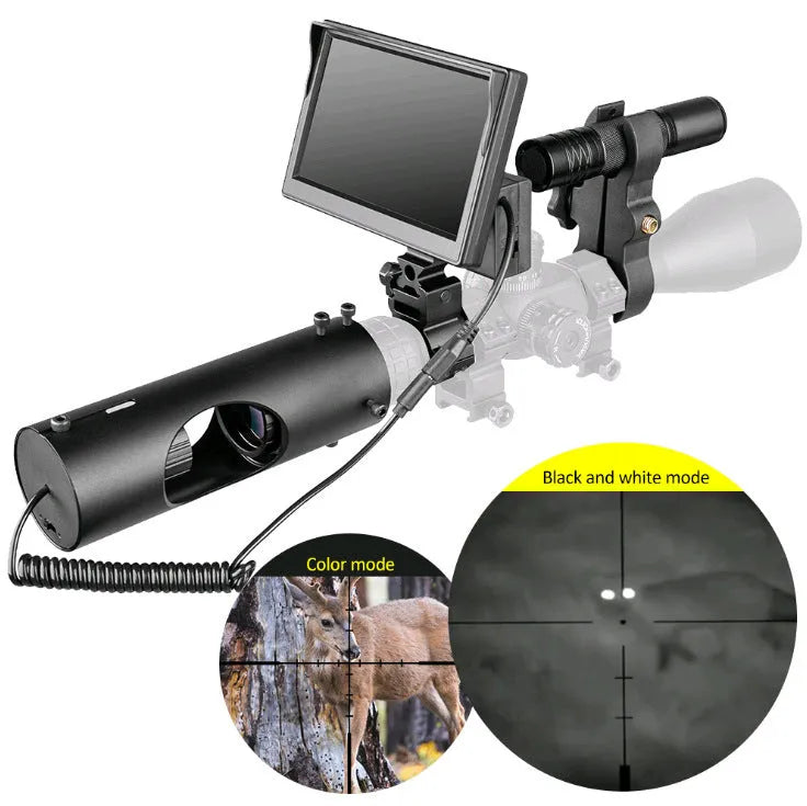 Black digital night vision goggles with 5-inch LCD display for low-light observation