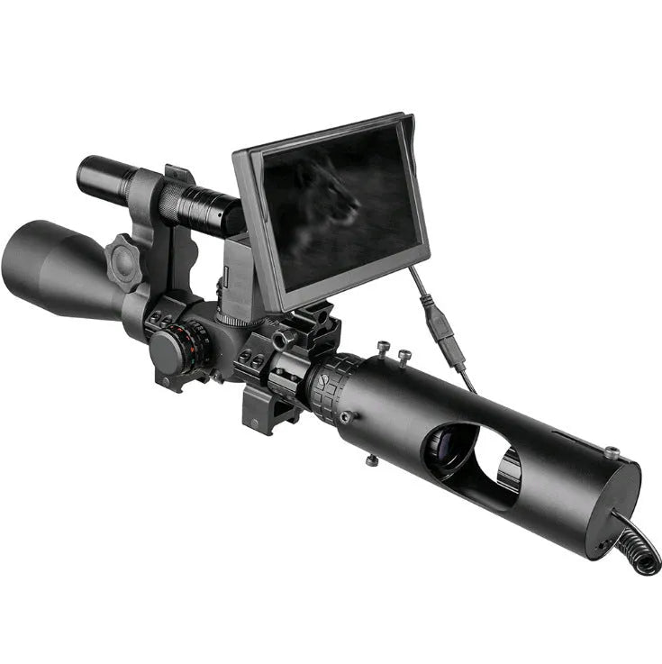 Black digital night vision goggles with 5-inch LCD display for low-light observation